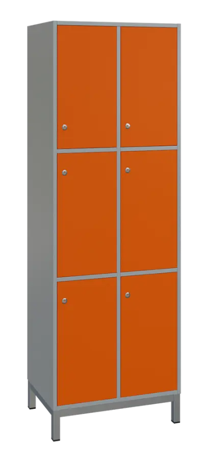 SBS-3322 šatní skříň 6-boxová, 1800x600x400 mm, kovové nohy, korpus šedý, dvířka pomeranč